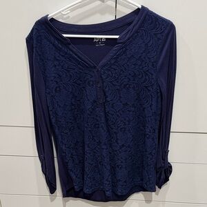 Apt. 9 Women's Deep Blue Lace Blouse